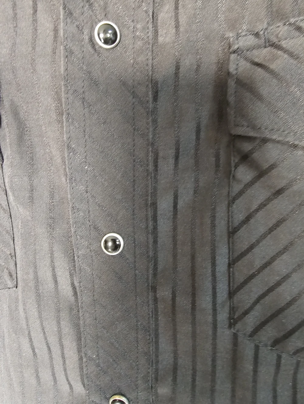 Wrangler Men's Medium Black Dobby Stripe Western Pearl Snap Long Sleeve Shirt